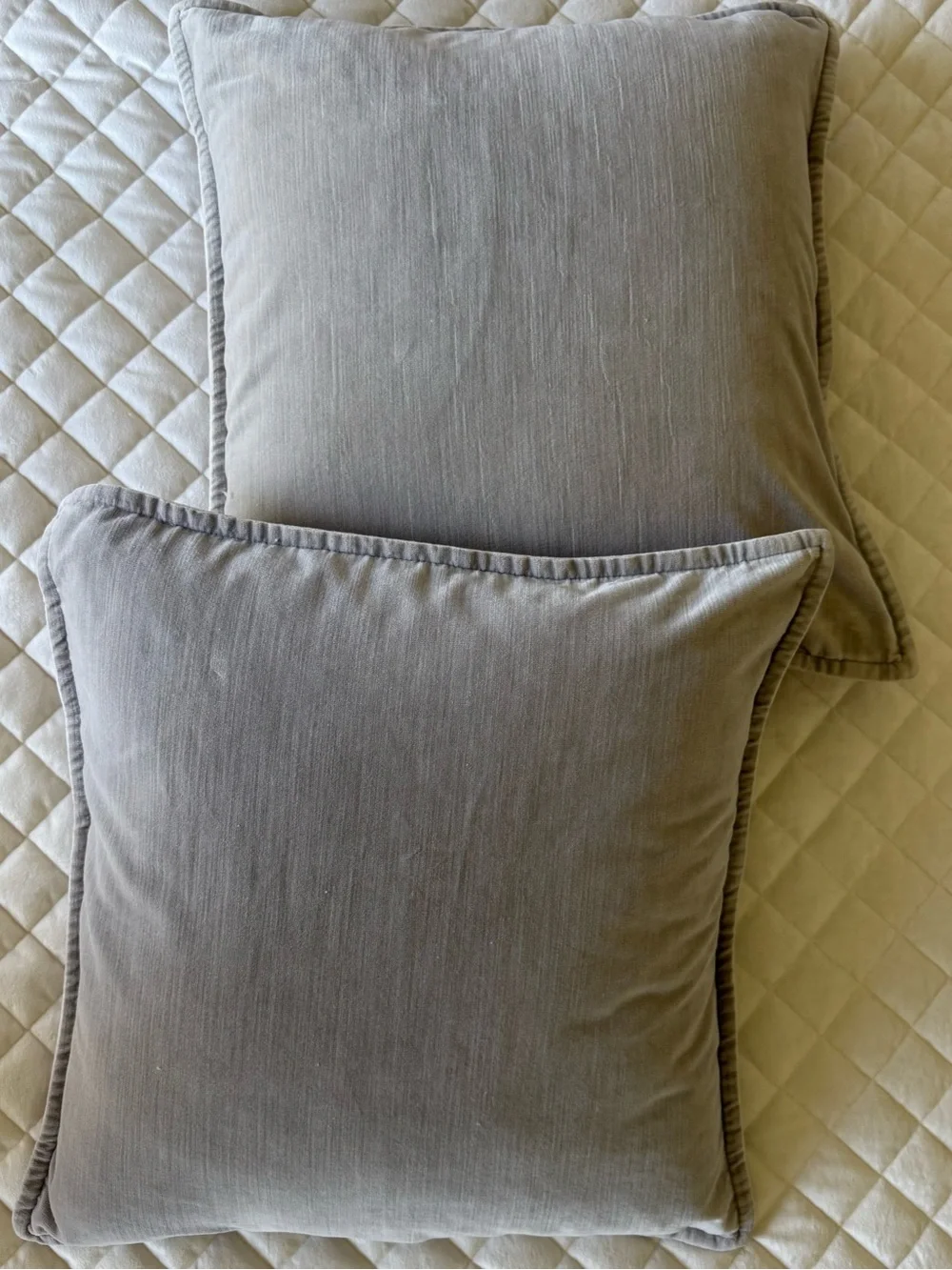 Pottery Barn Everywhere Velvet 20x20 Pillow Cover & Down Insert Set of Two Gray
